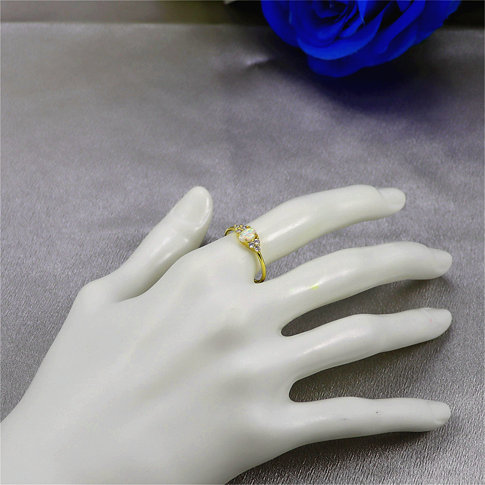 S925 Sterling Silver Opal Opal Ring with Diamonds for Women's Wedding Ring