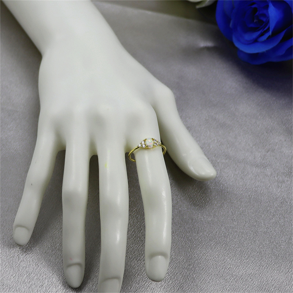 S925 Sterling Silver Opal Opal Ring with Diamonds for Women's Wedding Ring