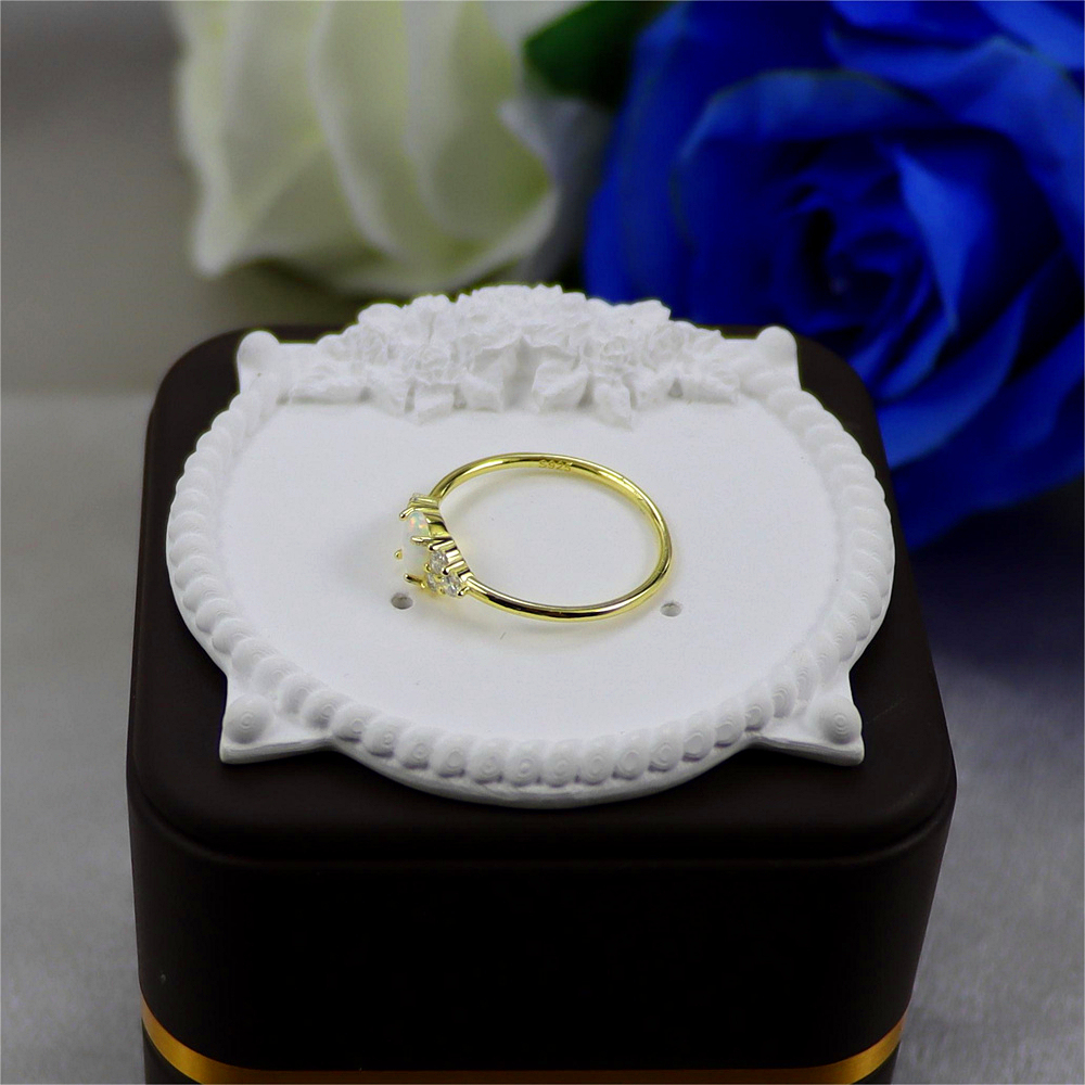 S925 Sterling Silver Opal Opal Ring with Diamonds for Women's Wedding Ring