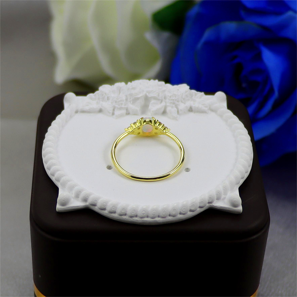S925 Sterling Silver Opal Opal Ring with Diamonds for Women's Wedding Ring