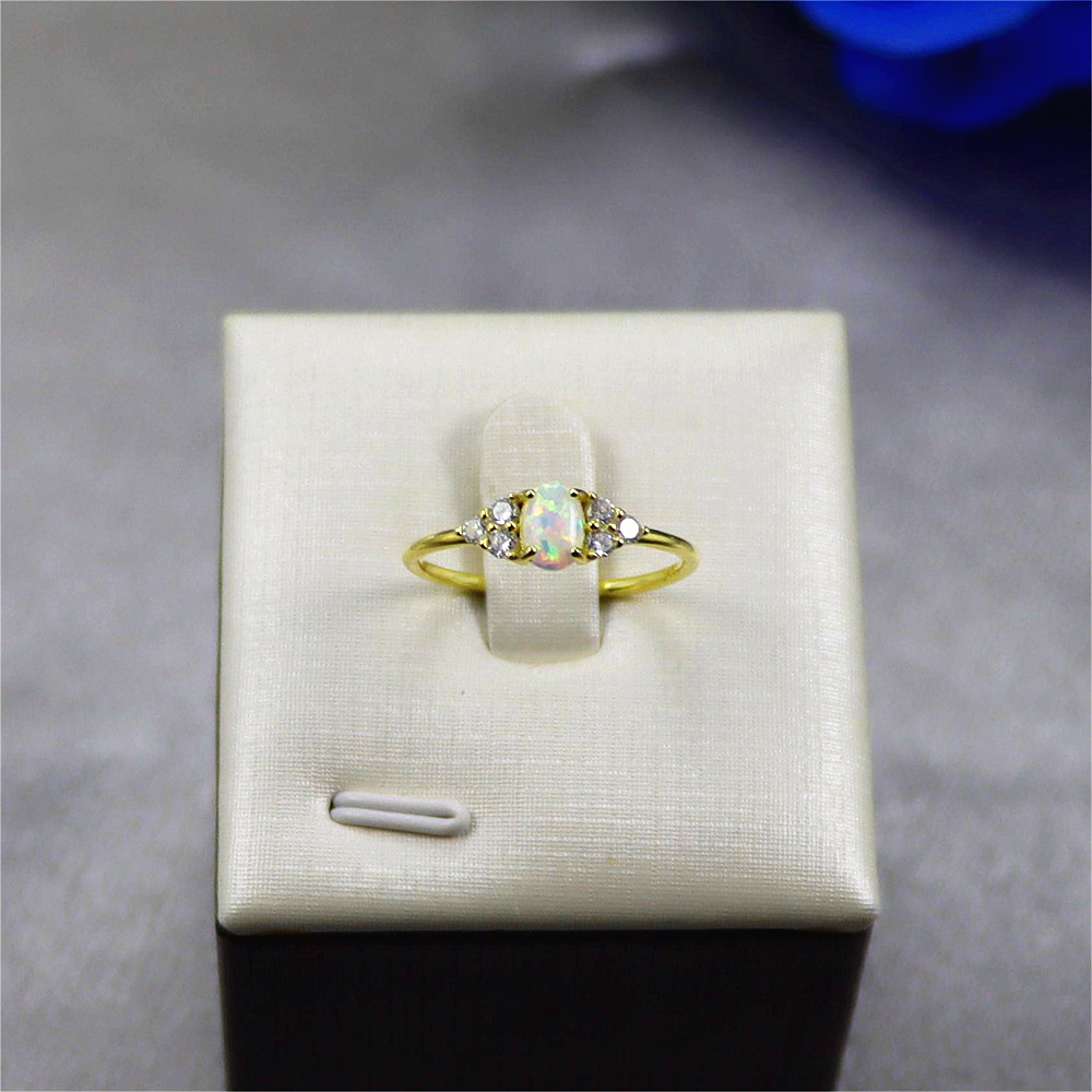 S925 Sterling Silver Opal Opal Ring with Diamonds for Women's Wedding Ring