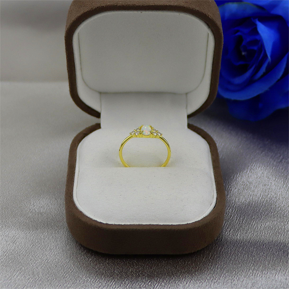 S925 Sterling Silver Opal Opal Ring with Diamonds for Women's Wedding Ring