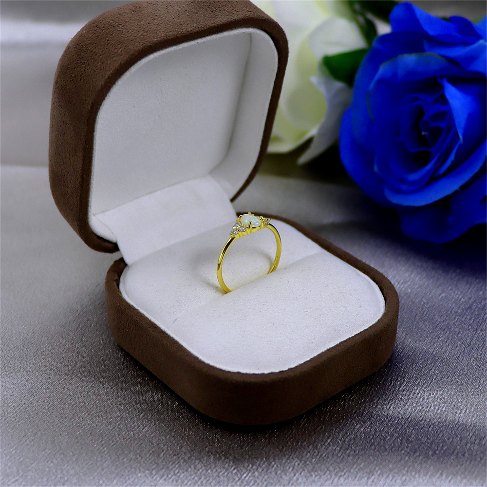 S925 Sterling Silver Opal Opal Ring with Diamonds for Women's Wedding Ring