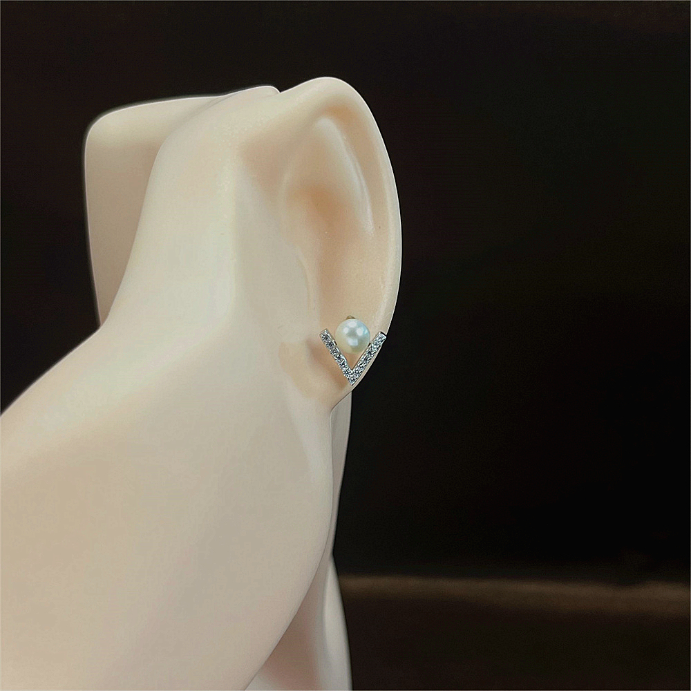S925 Sterling Silver Pearl Stud Earrings - Minimalist Ear Accessories