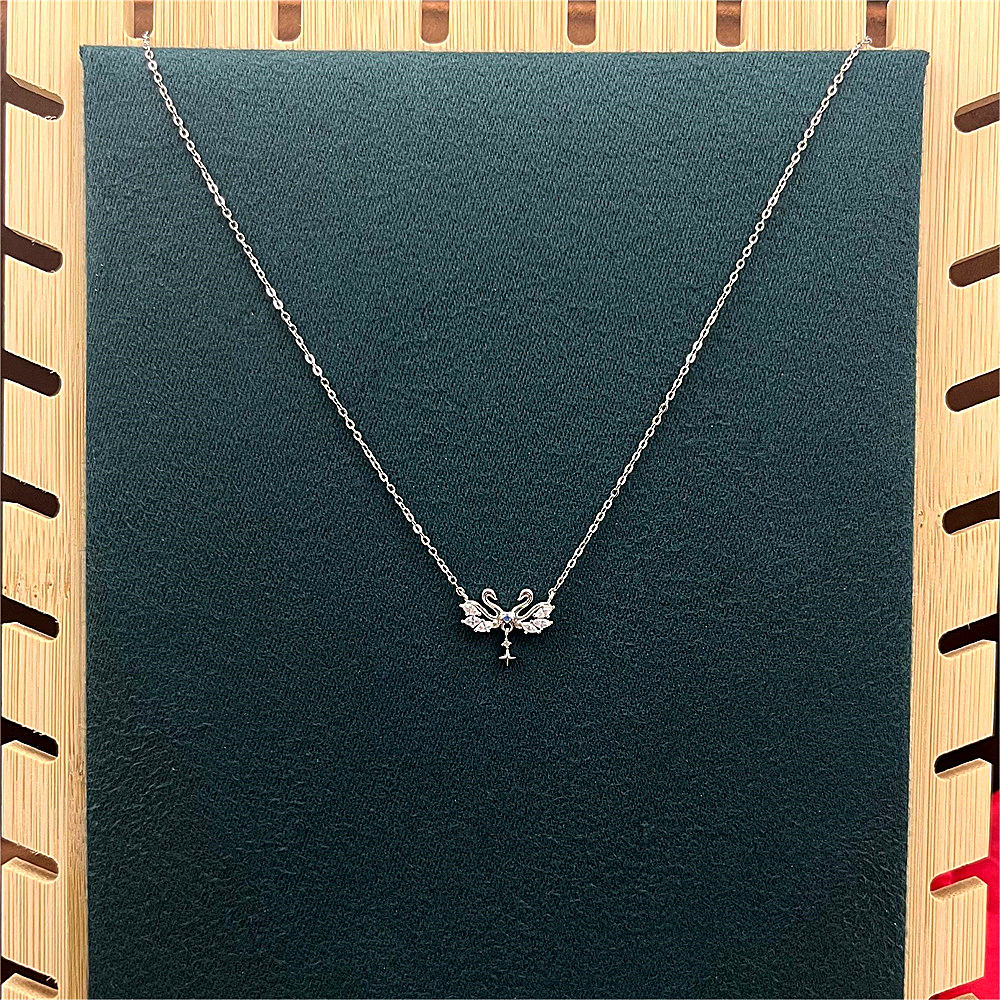 S925 Sterling Silver Knight and Swan Couple Necklace for Women