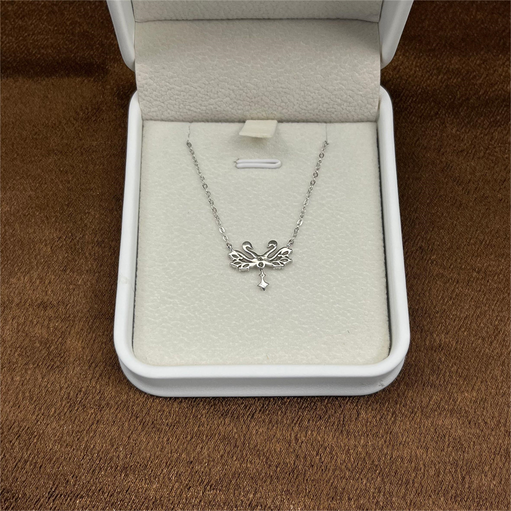 S925 Sterling Silver Knight and Swan Couple Necklace for Women