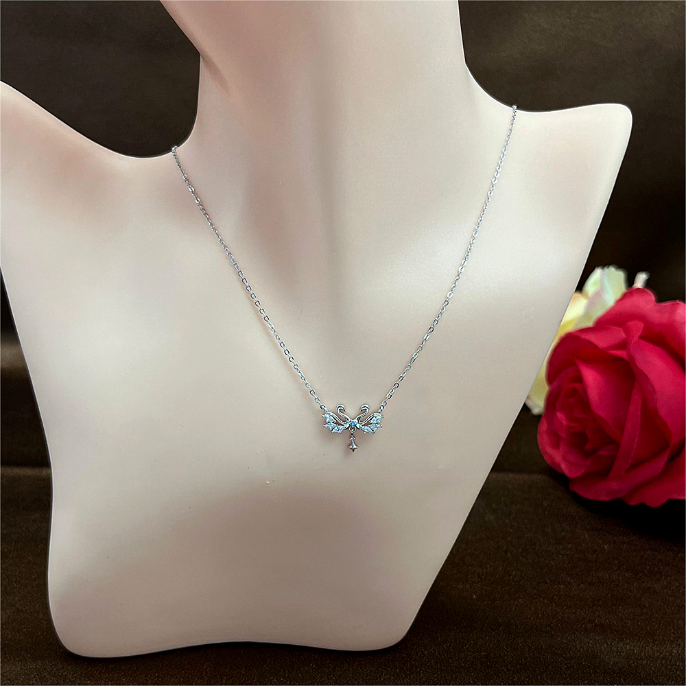 S925 Sterling Silver Knight and Swan Couple Necklace for Women