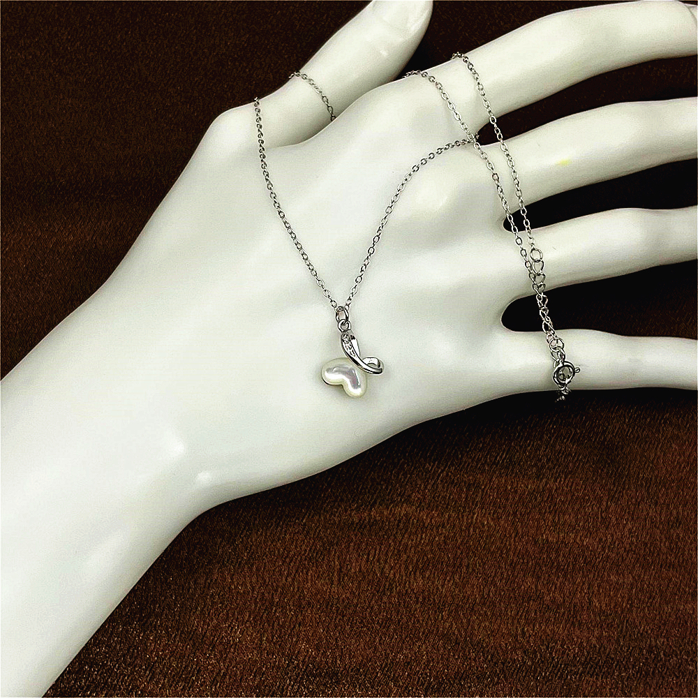 Sterling Silver Butterfly Necklace for Women with White Mother of Pearl Necklace