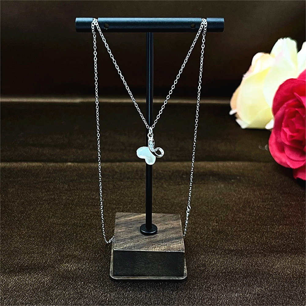 Sterling Silver Butterfly Necklace for Women with White Mother of Pearl Necklace
