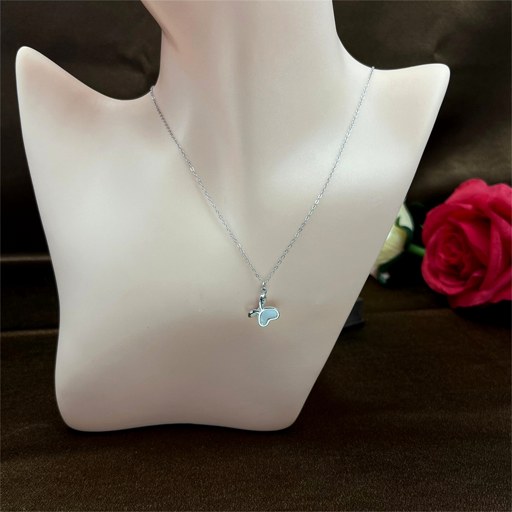 Sterling Silver Butterfly Necklace for Women with White Mother of Pearl Necklace