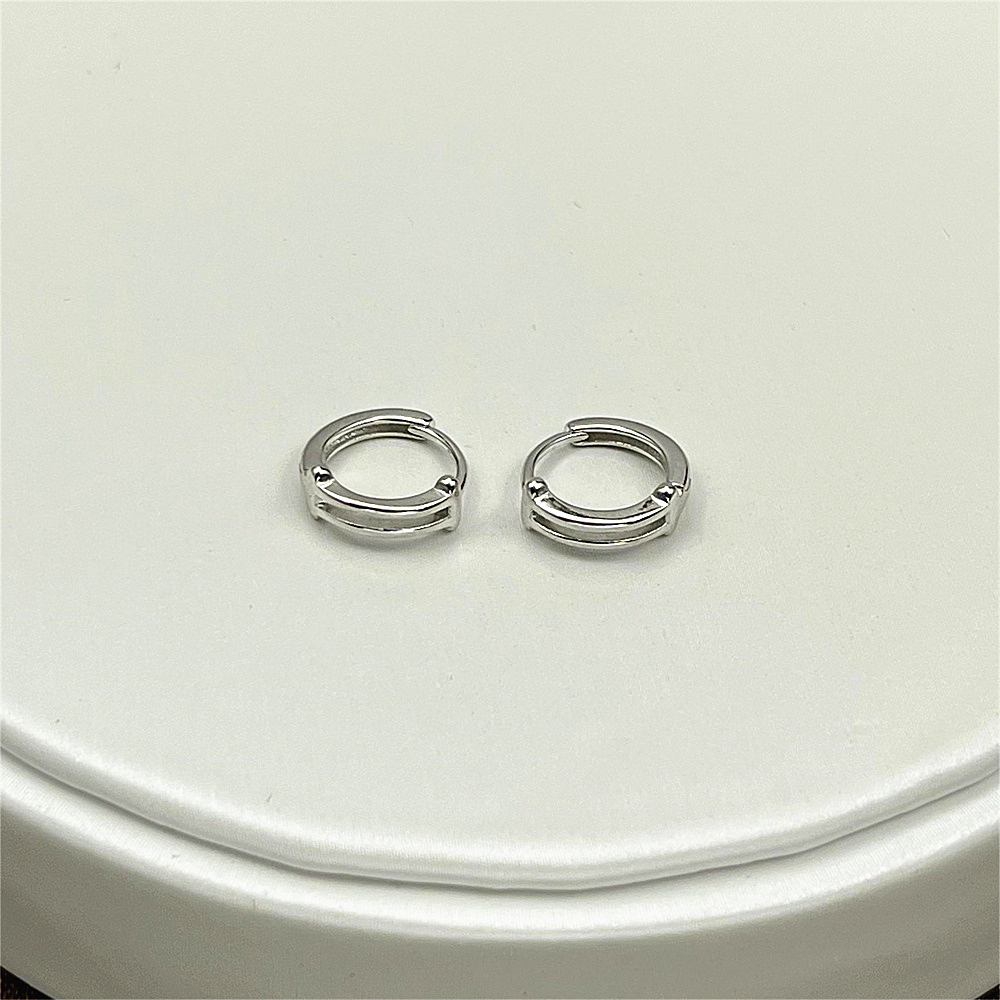 S925 Sterling Silver Plain Hoop Earrings - Vintage Style Women's Ear Accessories