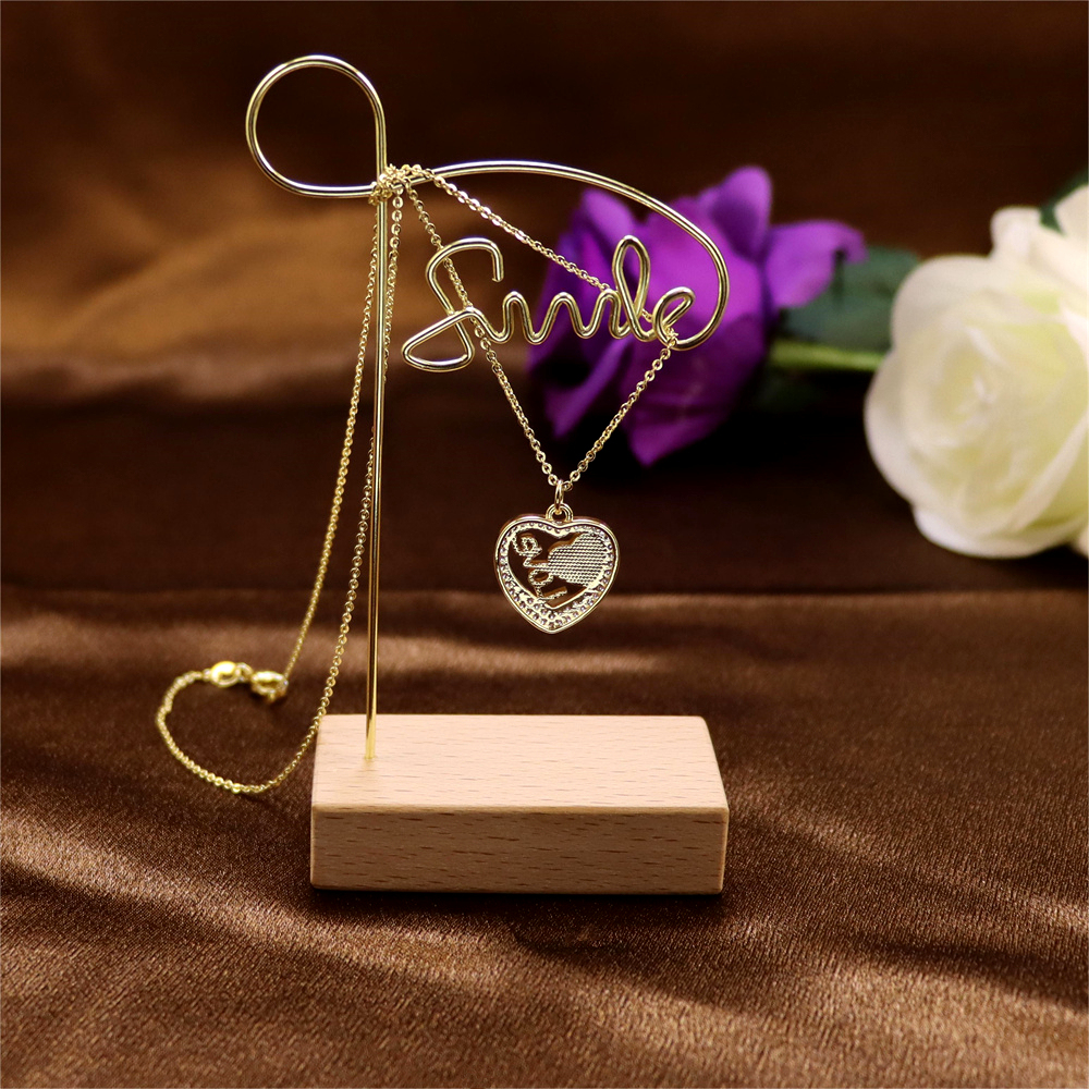 Opal Copper-Plated Love Pendant Necklace with Collar Chain – Stylish and Meaningful Jewelry