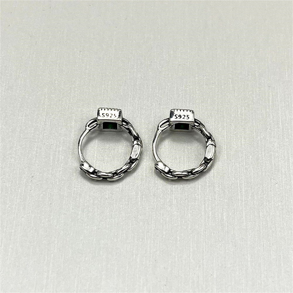S925 Sterling Silver Mint Green Geometric Cube Stud Earrings, Leaf Earrings
