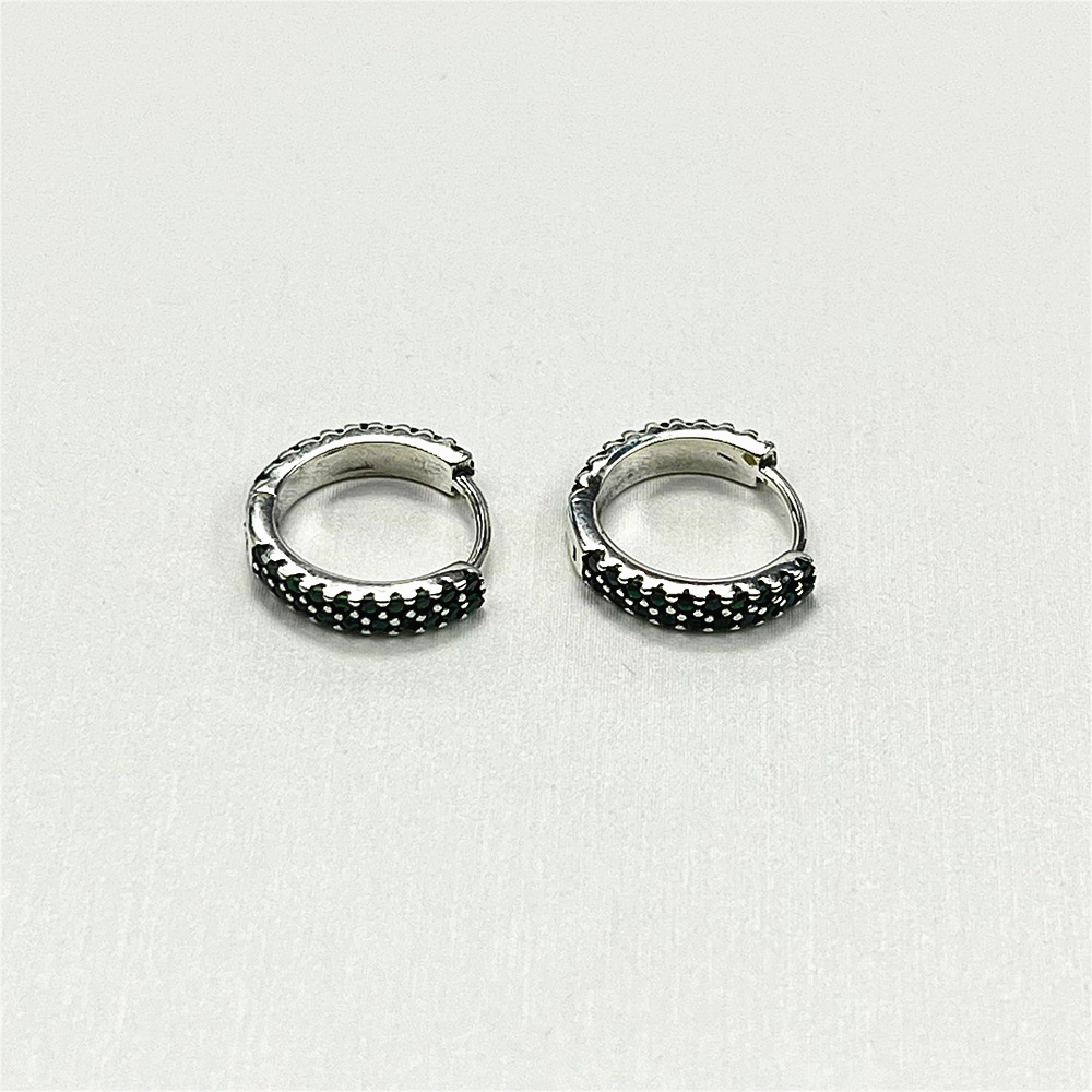 Sterling Silver Round Hoop Earrings with Colorful Cubic Zirconia - Earrings For Women