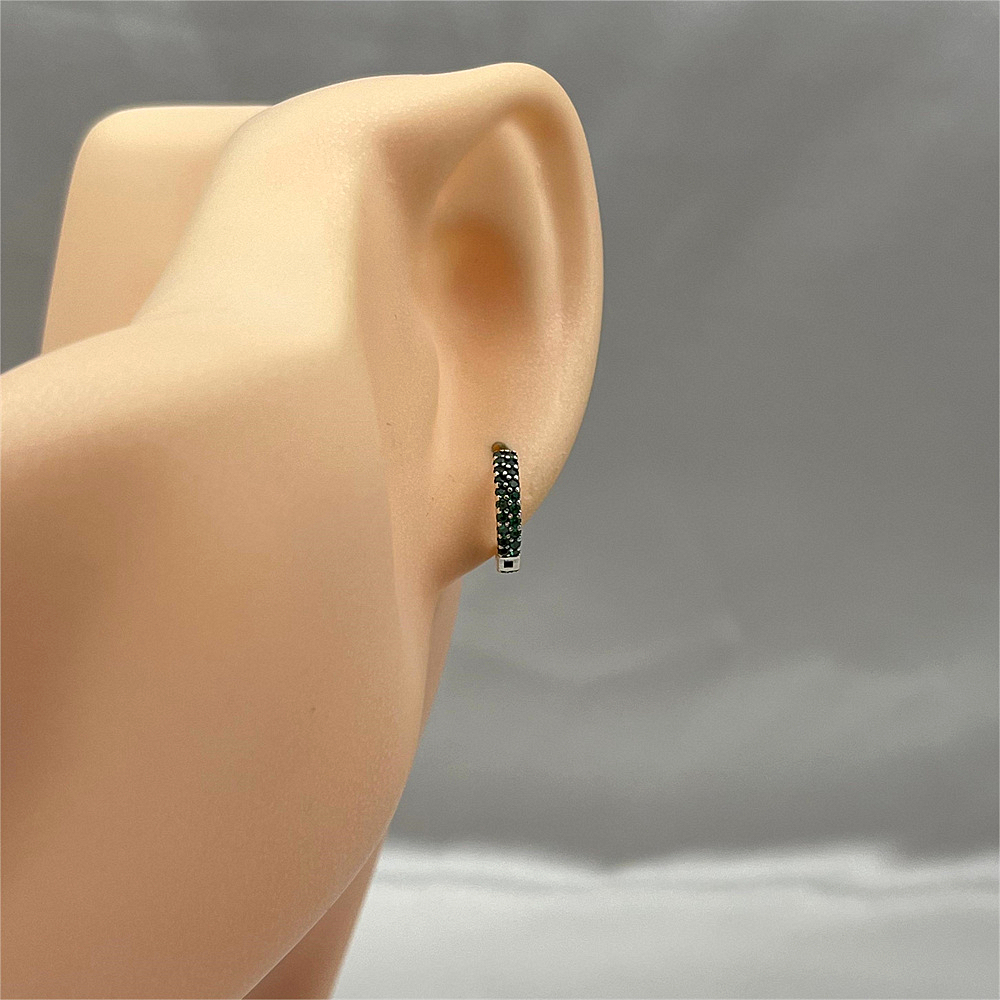 Sterling Silver Round Hoop Earrings with Colorful Cubic Zirconia - Earrings For Women