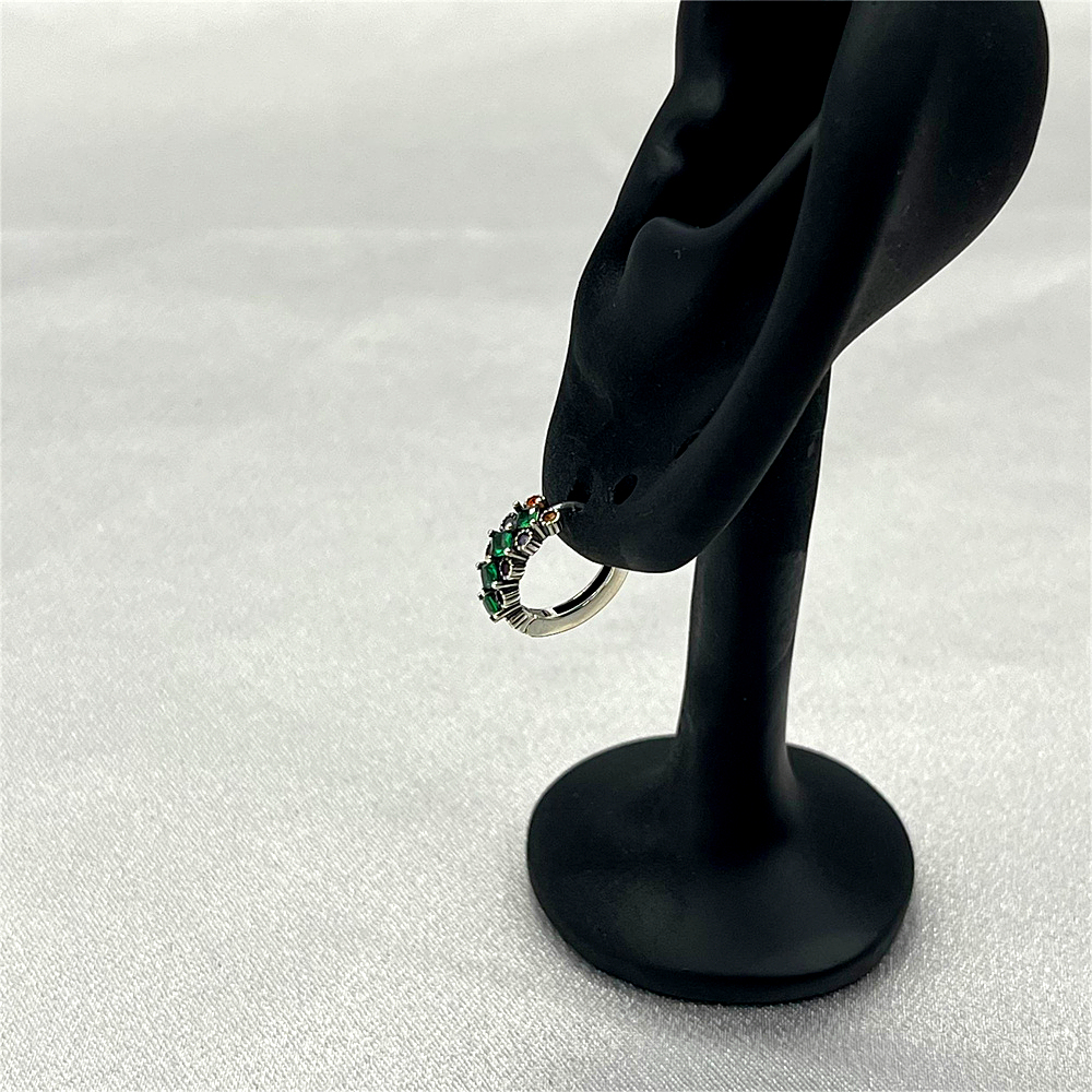 S925 Sterling Silver Hoop Earrings with Green Cubic Zirconia - Minimalist Floral Earrings