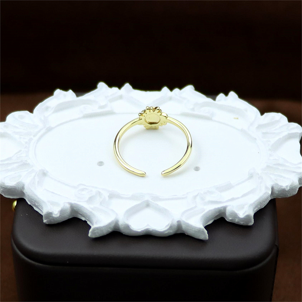 Sterling Silver Sun and Moon Open Ring with Simulated Moonstone – Adjustable Celestial Jewelry, Dainty and Delicate Design
