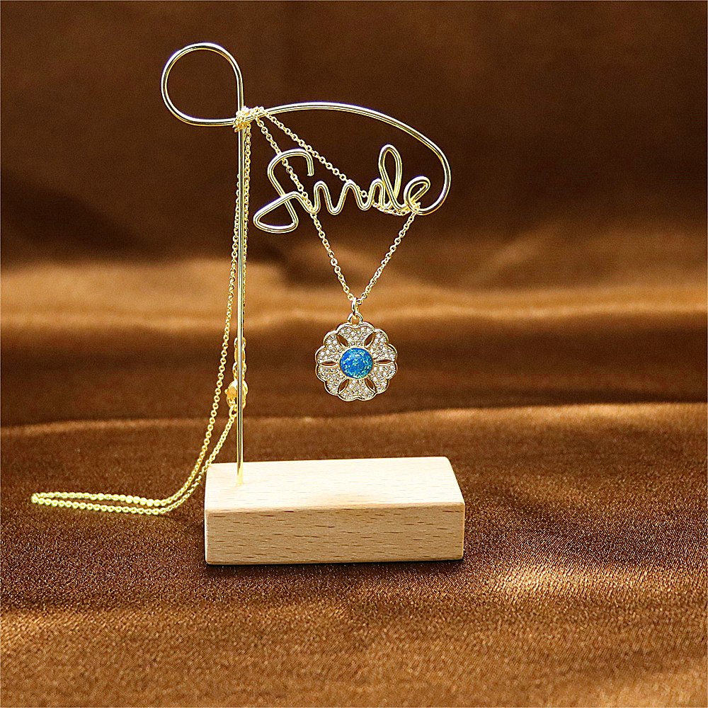 Opal Copper Gold-Plated Morning Glory Pendant Necklace with Collarbone Chain – Unique and Stylish