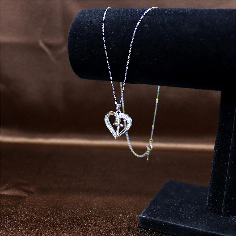 S925 Sterling Silver Cross Necklace Pendant - Birthday Gift for Girlfriend