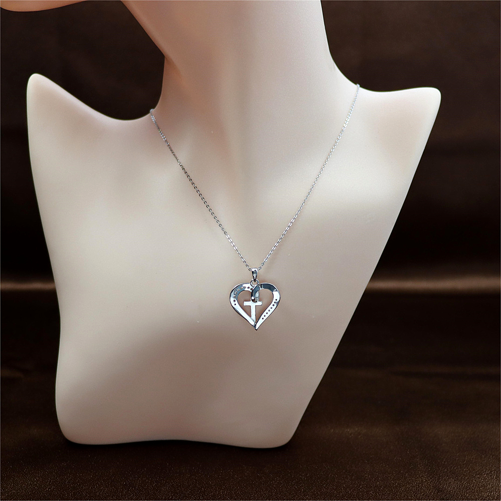 S925 Sterling Silver Cross Necklace Pendant - Birthday Gift for Girlfriend