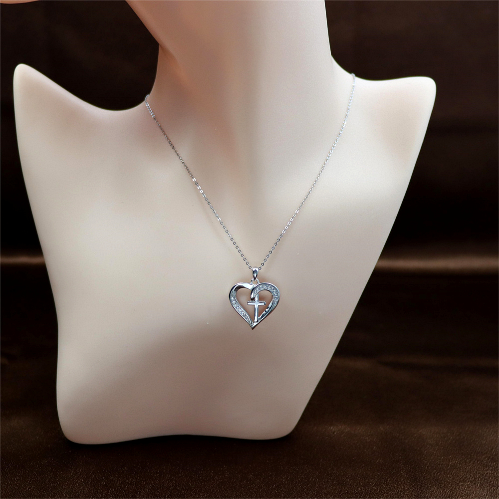 S925 Sterling Silver Cross Necklace Pendant - Birthday Gift for Girlfriend