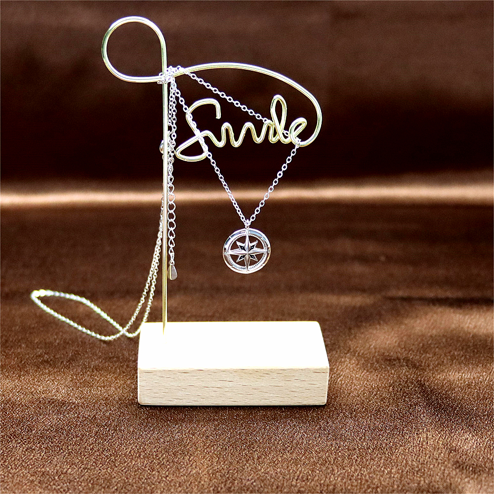 Eight-Pointed Star Compass Couple Necklace - Sterling Silver Geometric Cross Necklace, Halloween Gift