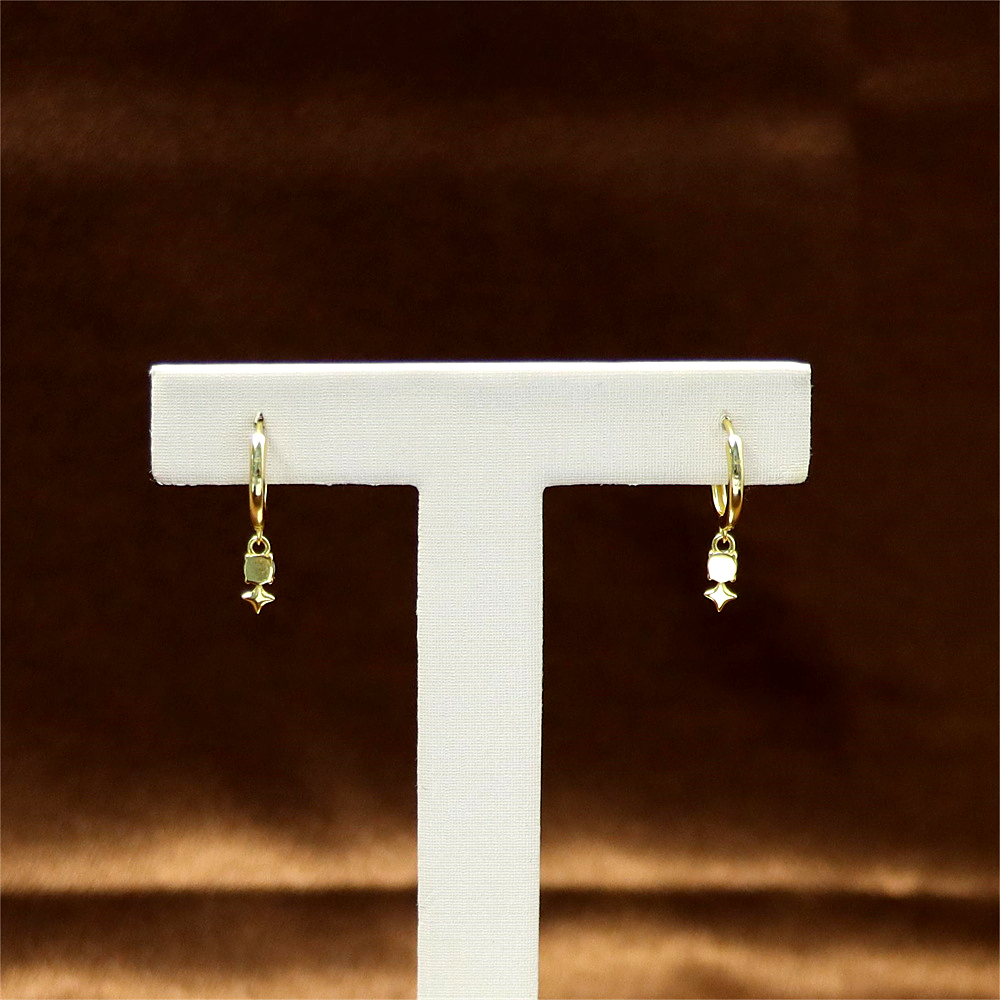 Silver Star Earrings with Australian Opal and Diamond – Dainty Ear Buckle Design