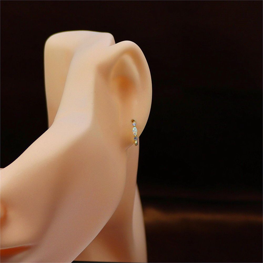 S925 Sterling Silver Round Micro-Inlaid Zircon Opal Ear Buckle Earrings – Premium Style Jewelry