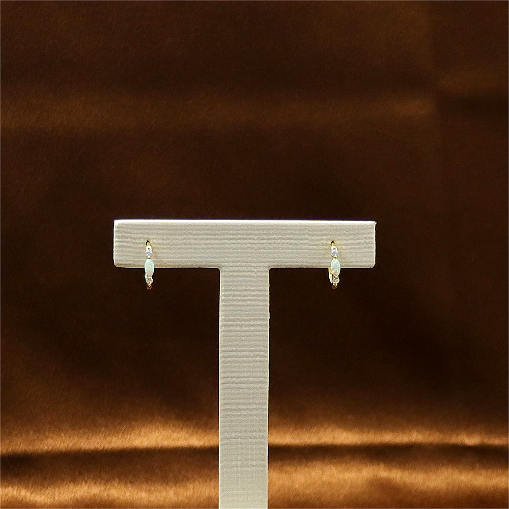 S925 Sterling Silver Round Micro-Inlaid Zircon Opal Ear Buckle Earrings – Premium Style Jewelry