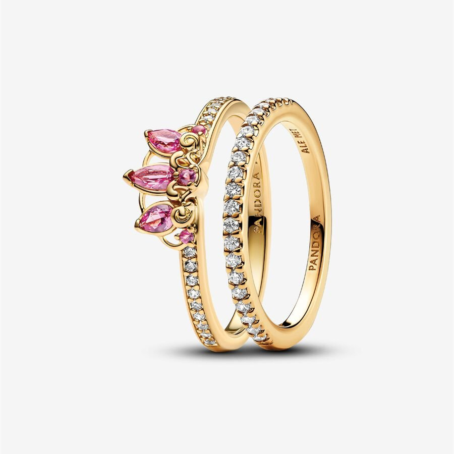 Pandora ALE Gold Rapunzel Sparkling Ring Set