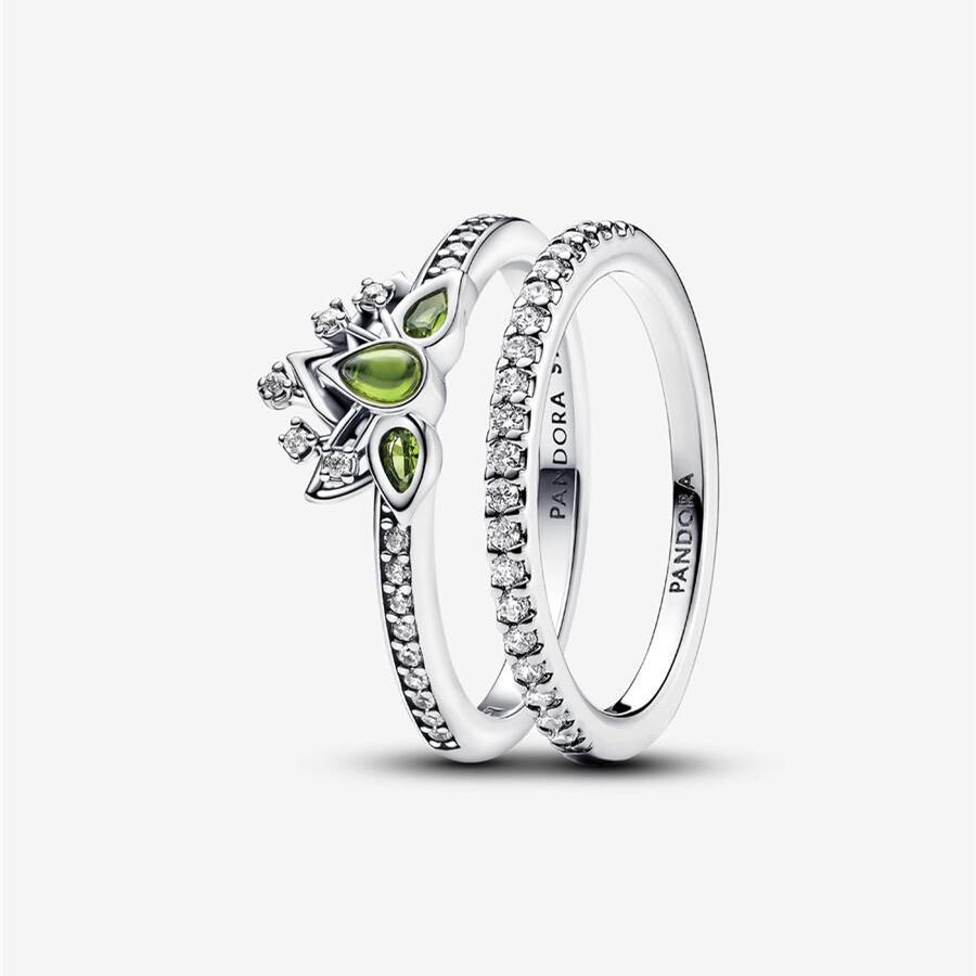 Pandora Silver S925 ALE Tiana Green Sparkling Ring Set