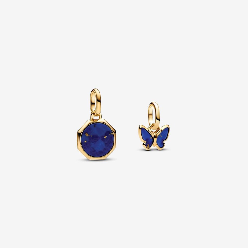 Pandora Gold Feeling Flutters Blue Charm Duo
