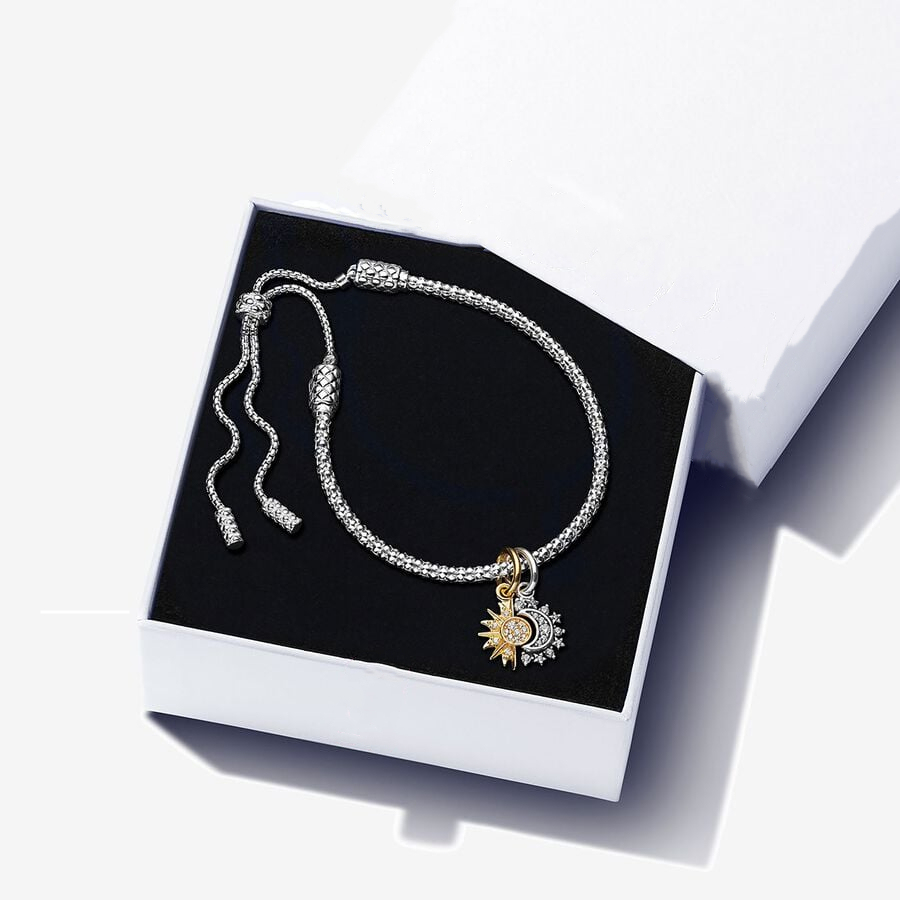NEW Pandora Sterling Silver Sun & Moon Bracelet Set