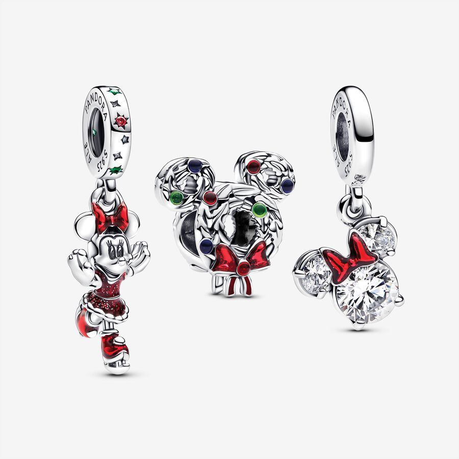 NEW Pandora Sterling Silver Mickey Mouse Christmas Charm Trio