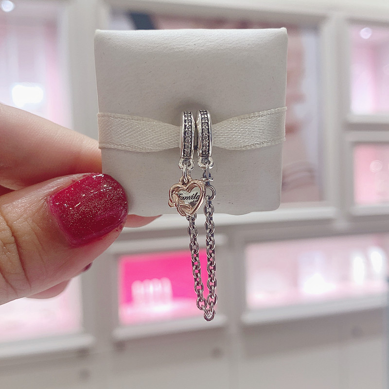 PANDORA Schmuck Sicherheitskette Silber Familienherz