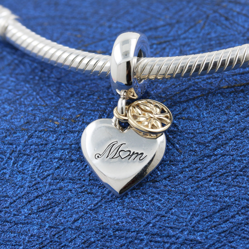 Pandora Two-tone Family Tree & Heart Dangle Charm