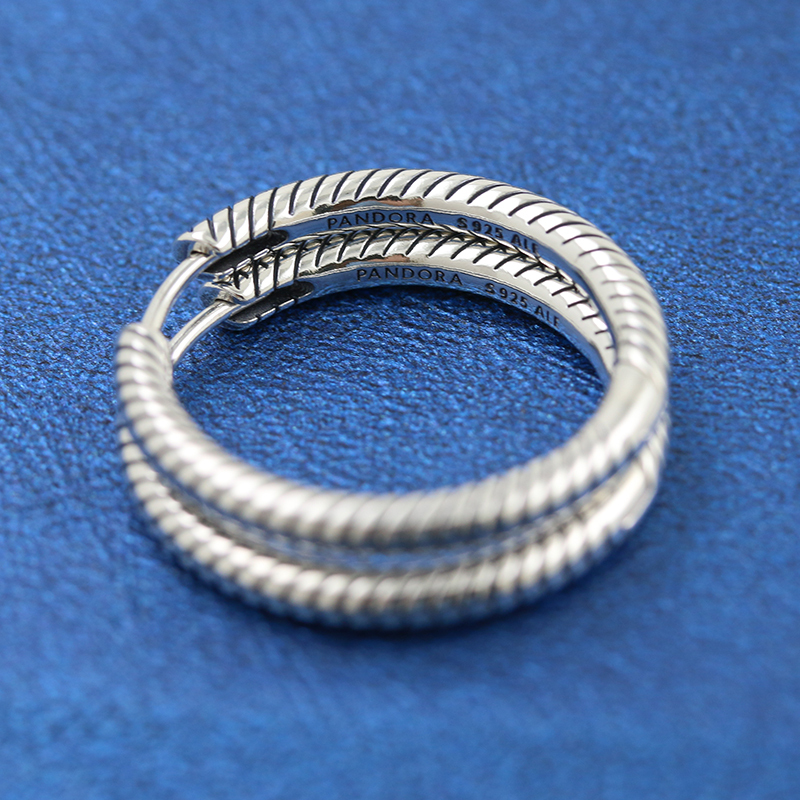 PANDORA 925 Silver Moments Charm Hoop Earrings