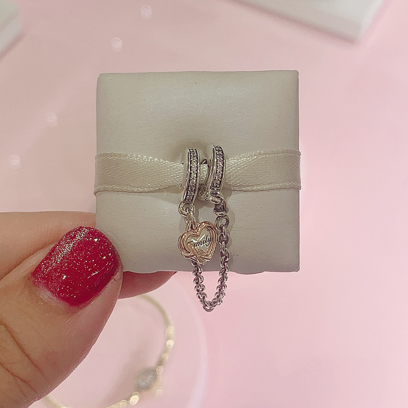 PANDORA Schmuck Sicherheitskette Silber Familienherz
