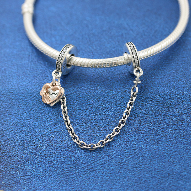 PANDORA Schmuck Sicherheitskette Silber Familienherz