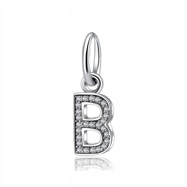 Pandora Sterling Silver Initial Letter B with CZ Charm