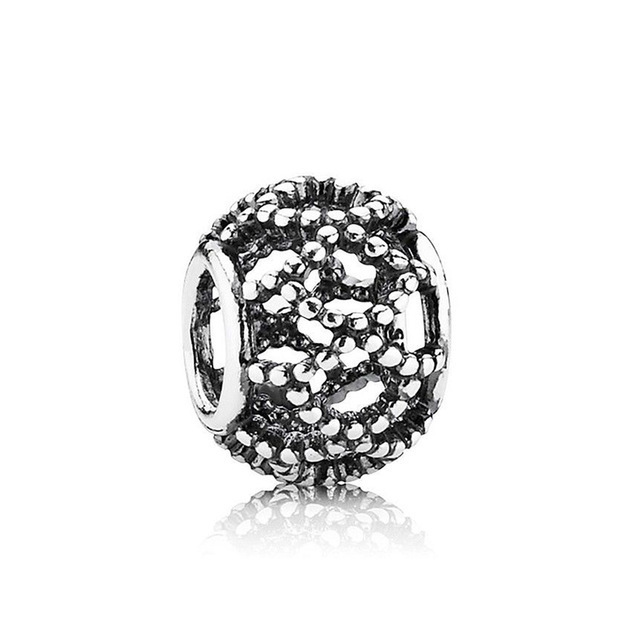 Pandora Silver Openwork Beaded Weave Cage Charm