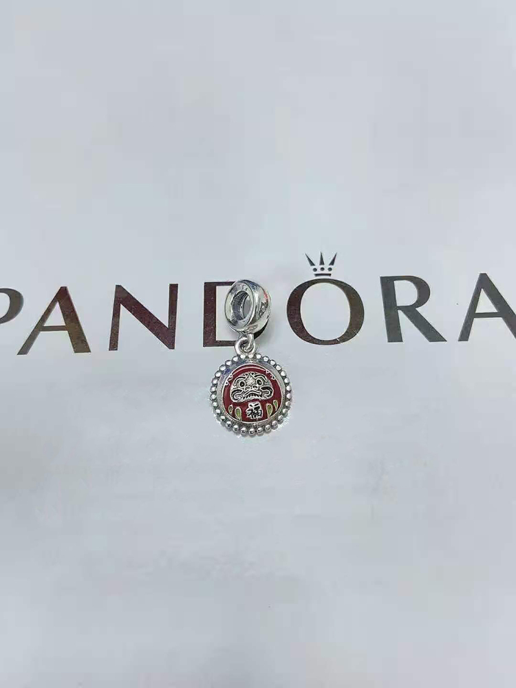 PANDORA Red Damour Budaoweng Charm ALE S925