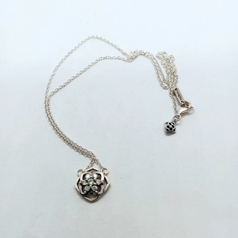 PANDORA 925 Silver Rose Petals Collier Necklace