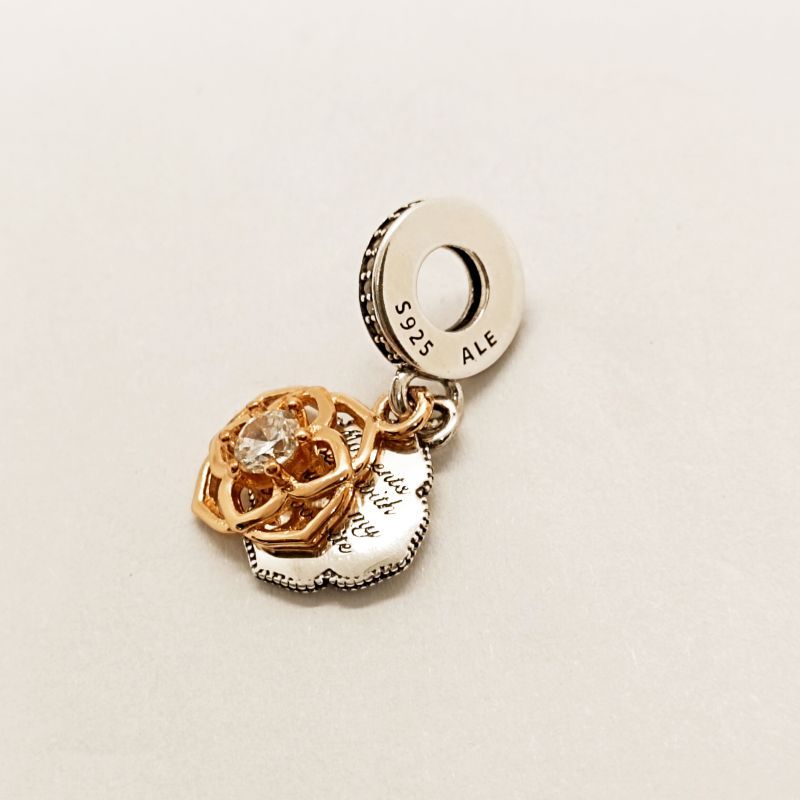 PANDORA Two-tone Rose Dangle Pendant S925 ALE