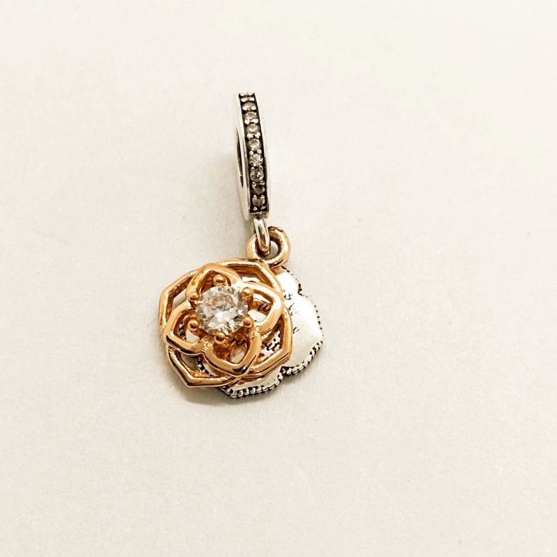 PANDORA Two-tone Rose Dangle Pendant S925 ALE