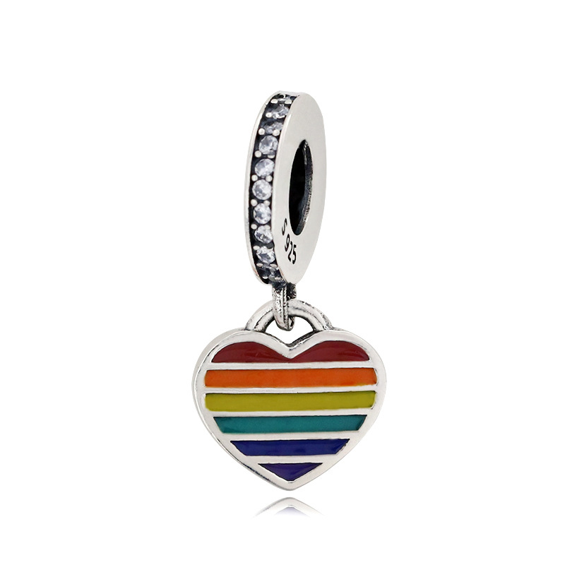 PANDORA 925 Rainbow Heart Pride Pendant Charm