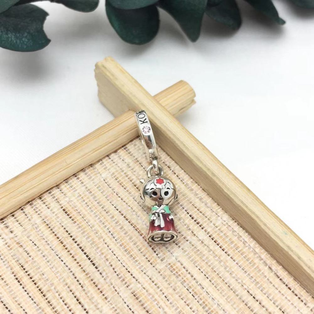 Pandora  ALE 925 Silver Pink Korean Doll Charm