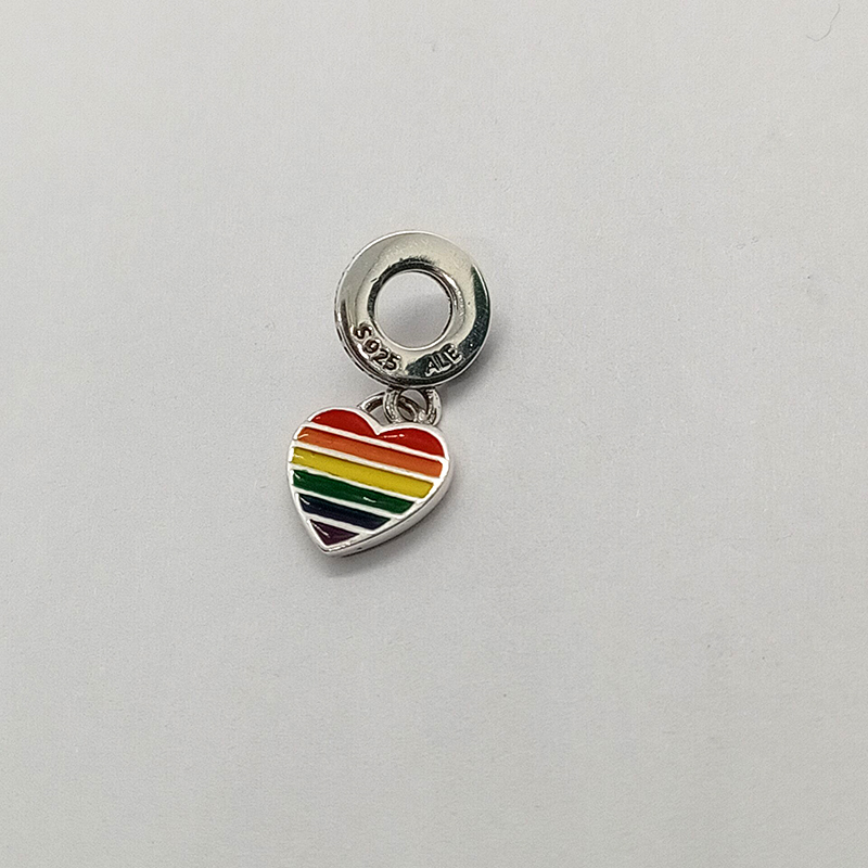 PANDORA 925 Rainbow Heart Pride Pendant Charm