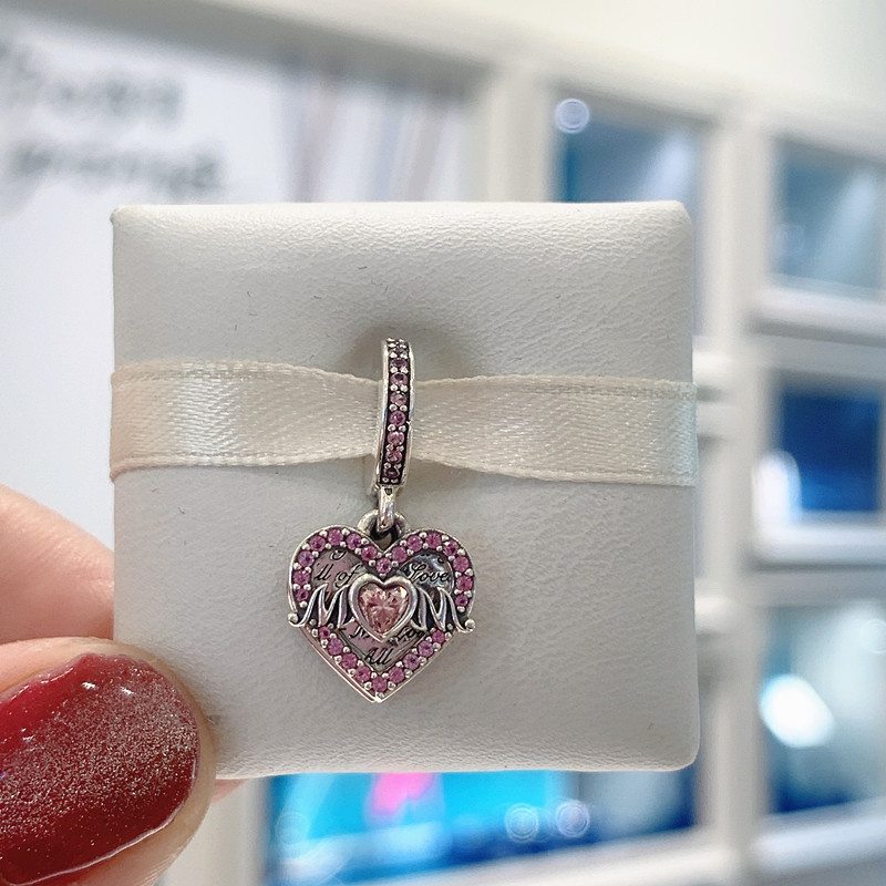 Pandora Heart & Mom Silver Mother's Day Gift Dangle Charm