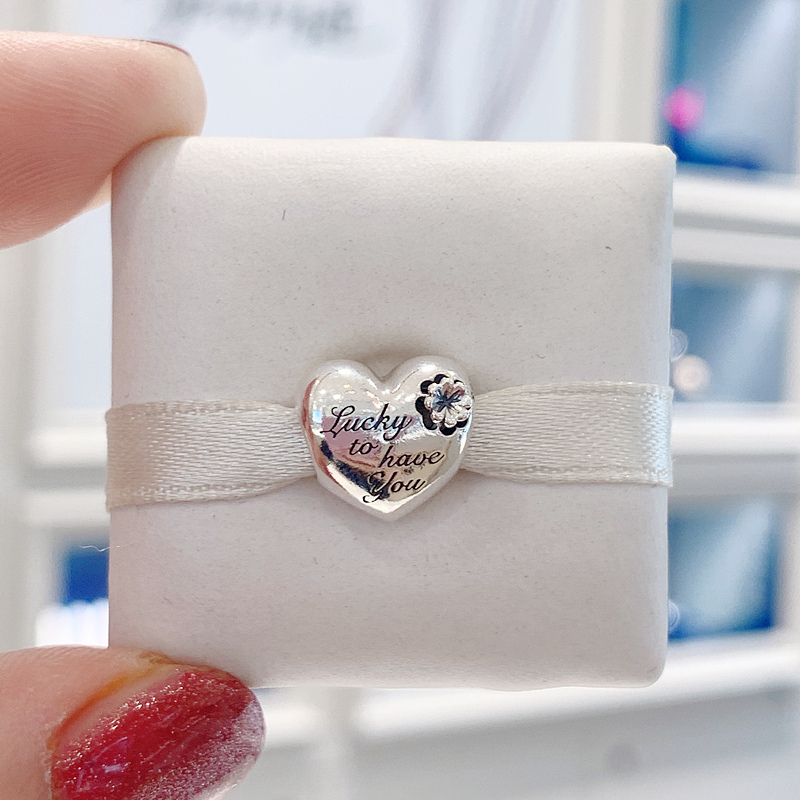 Pandora Heart & Clover S925 Sterling Silver Bead Gift Charm